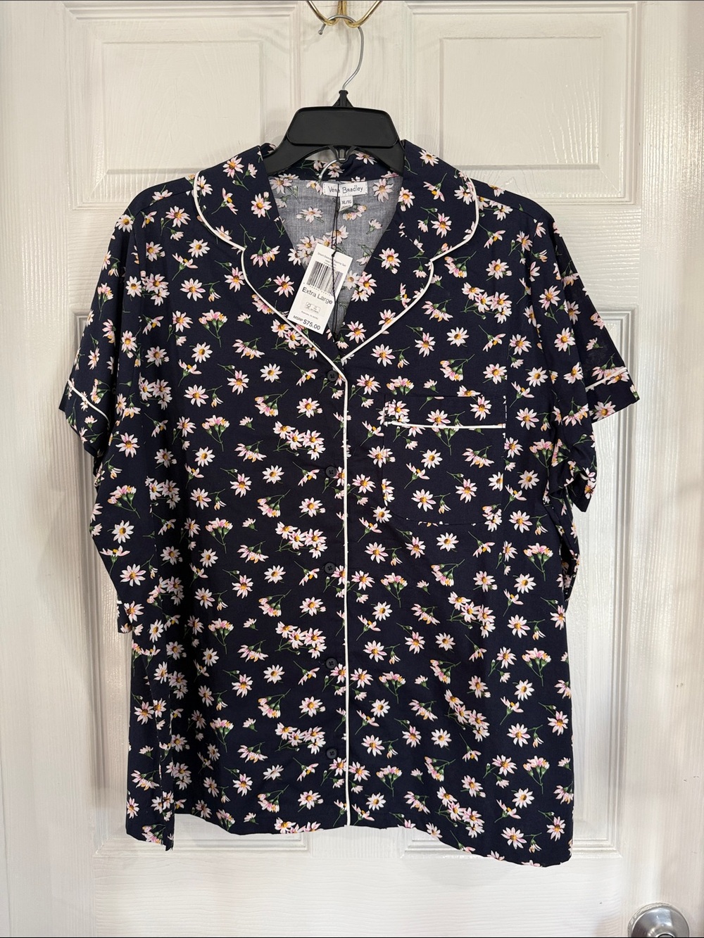 Vera Bradley Navy Floral Short-Sleeve Pajama Top